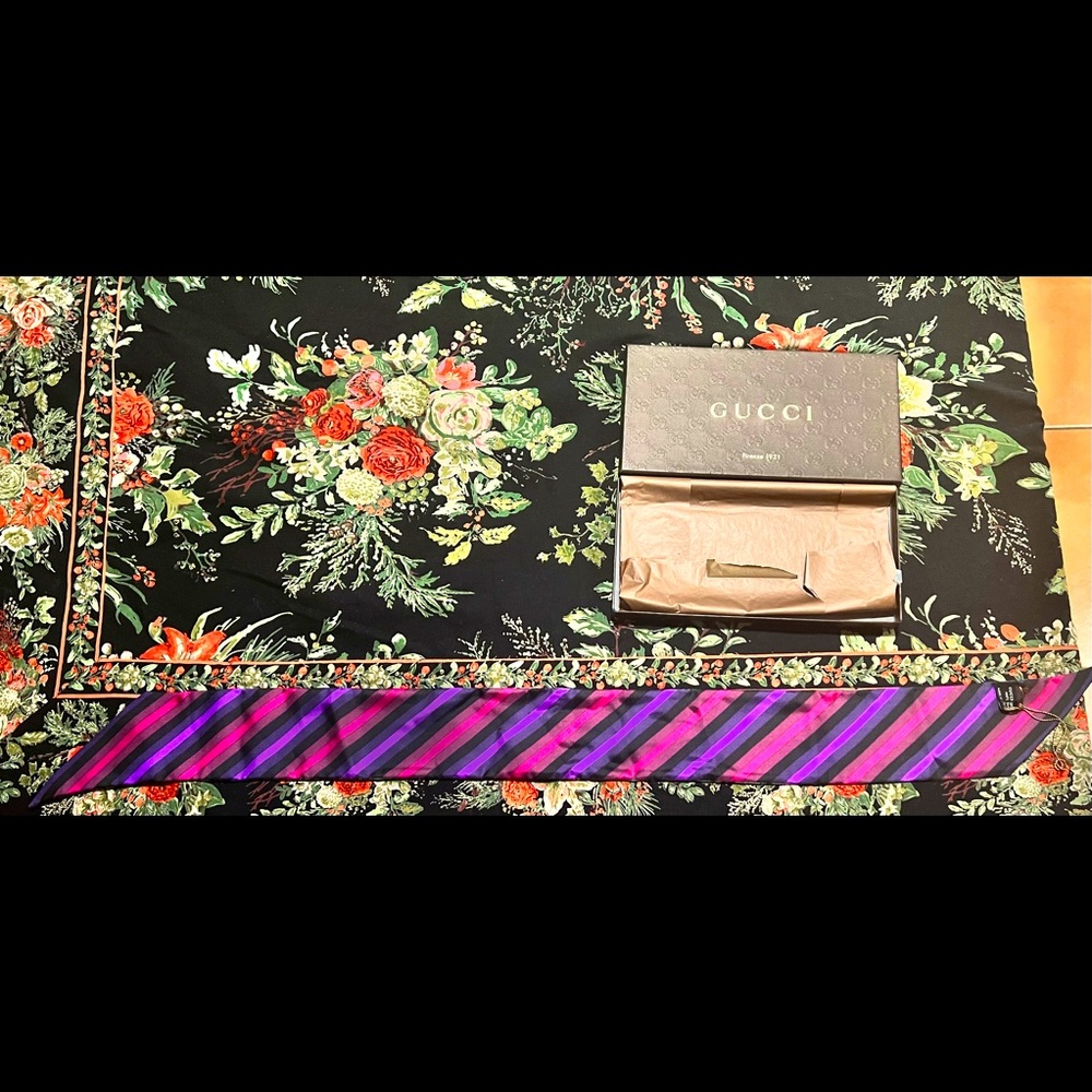 New* Reversible GUCCI silk headscarf - Picture 3 of 6